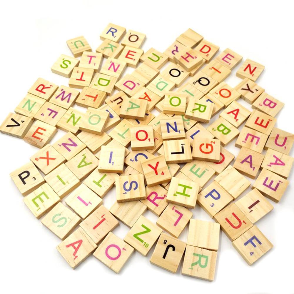 Kids Education Alphabet Numbers - アルファベット文字,数字,英語の単語,教育玩具,100個の木製言語のおもちゃ