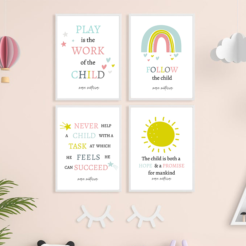 Kids Education Quote - プレイプレイは子供の引用アートプリント子供教育ポスター保育園ウォールアートキャンバス絵画写真ルームの装飾