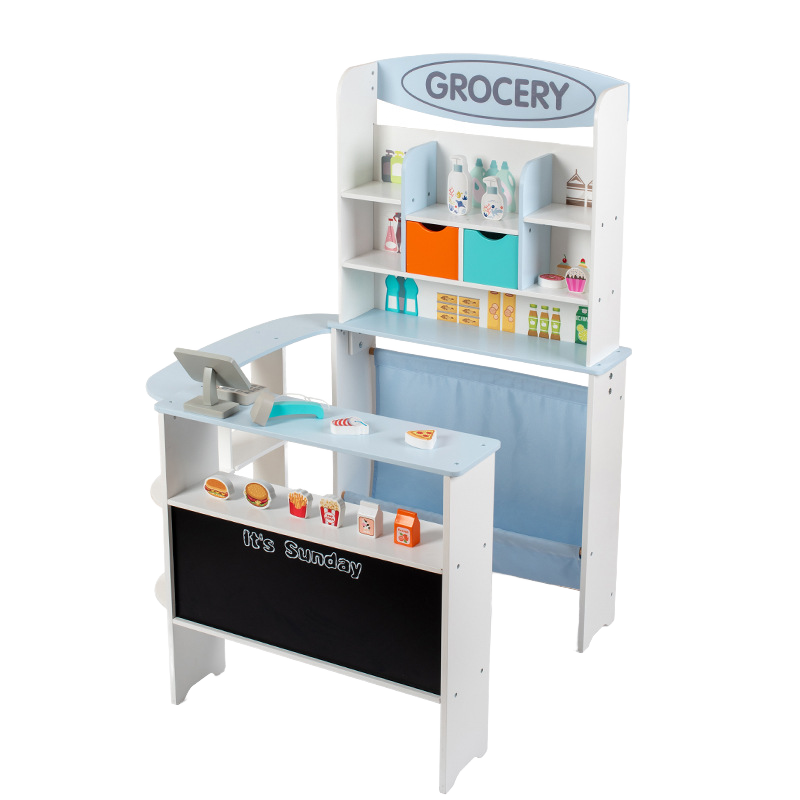 Kids Education Store - 環境に配慮した木製のおもちゃのスーパーマーケットセット。子供向けの知育玩具で、ごっこ遊びに最適。