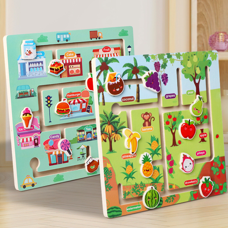 Kids Education Store - 子供のための創造的な木製デジタルトラフィックおもちゃ,動物店,果物,ウォーキング,教育,論理,思考,集中,トレーニング,ゲーム