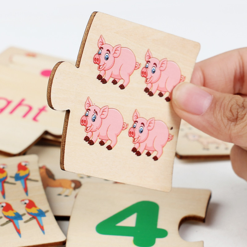 子供向け鉄箱ナンバー啓発ペアリング木製動物フードパズルボード - Kids Education Material のレビューと価格