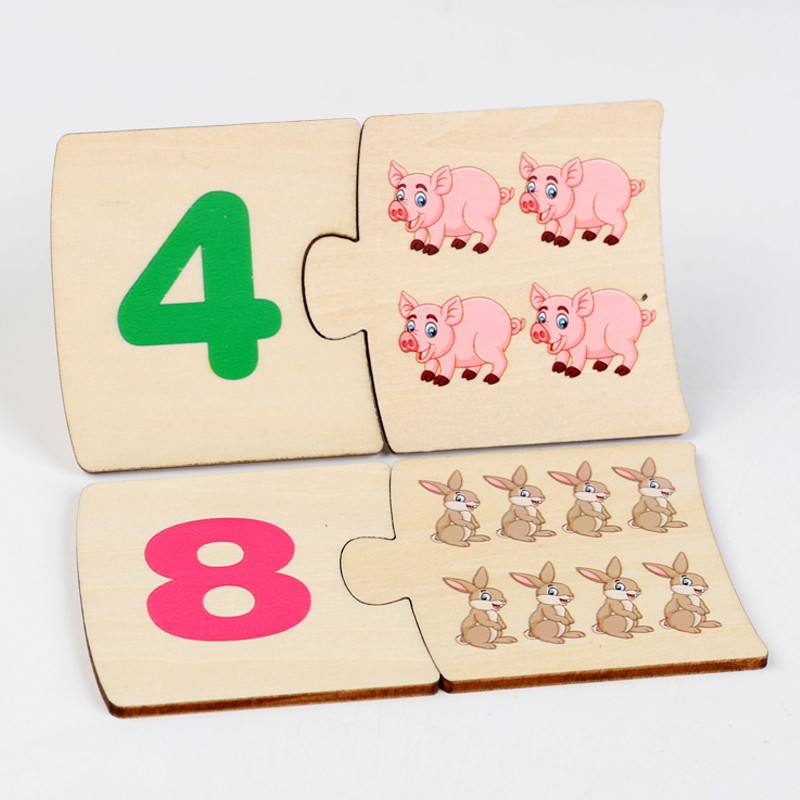 子供向け鉄箱ナンバー啓発ペアリング木製動物フードパズルボード - Kids Education Material のレビューと価格