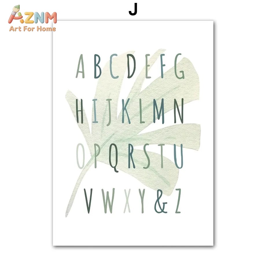 AZNM 水彩恐竜アルファベット数字キャンバスウォールアート - Kids Education Quote のレビューと価格