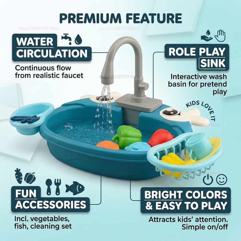 幼児用インタラクティブ水遊びシンクおもちゃ電動流水ごっこ遊び - Kids Education Store のレビューと価格