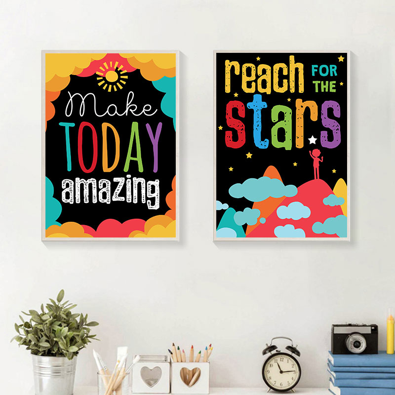 カラフルなかわいい夢大きな引用キャンバスアートプリントモダン - Kids Education Quote のレビューと価格