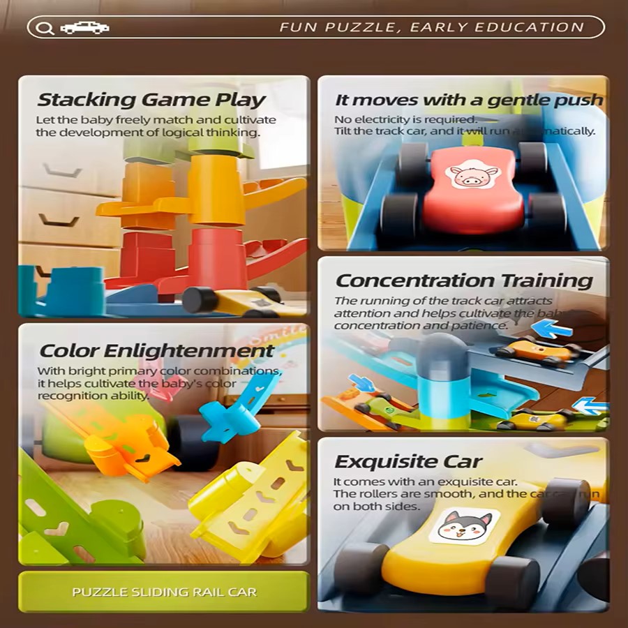 DIY重力式カーランプタワー、積み重ねスライドトラックおもち - Kids Education Material のレビューと価格