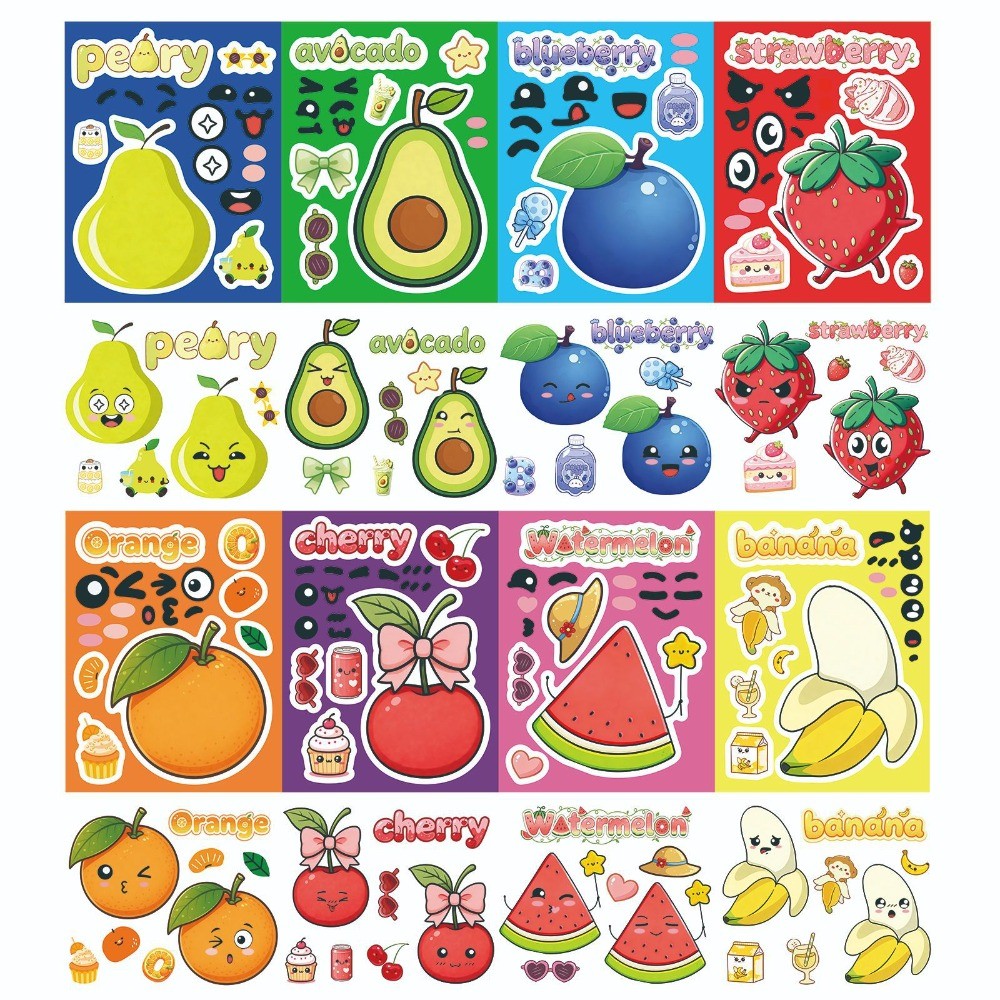 8枚入り 顔をかわいくする漫画フルーツステッカー 防水DIY - Kids Education Store のレビューと価格